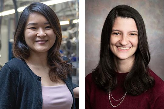 headshots of two young women with long dark hair